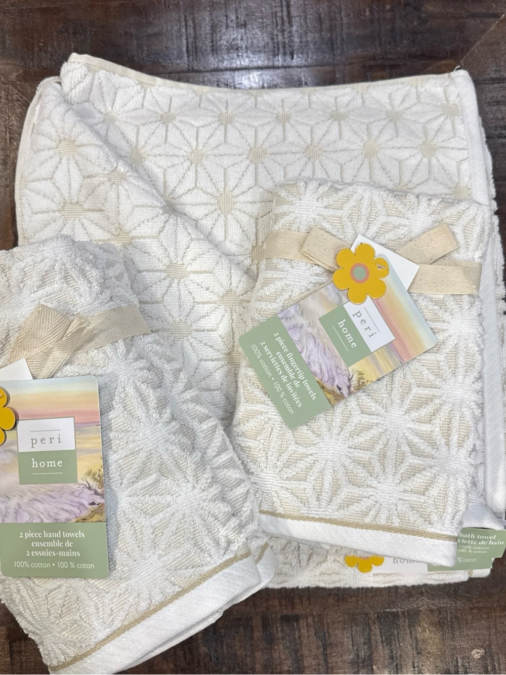 Peri Home 6 Pc Set Saromi Linen Color:2 Bath 2 Hand 2 Tip Towels 100% Cotton NWT - Picture 5 of 10